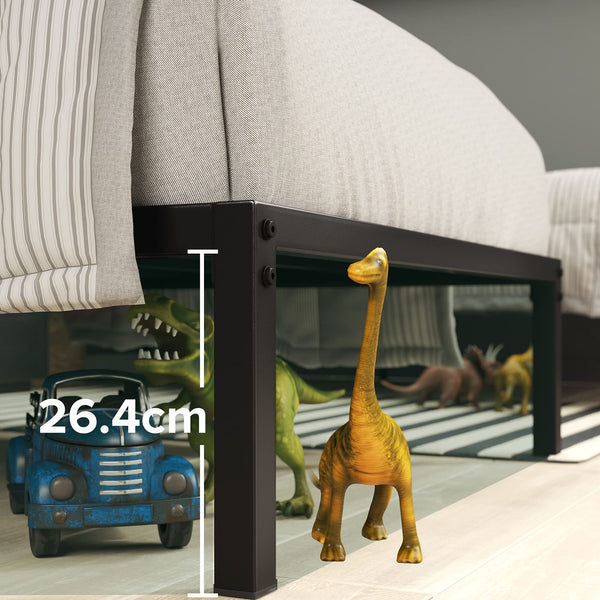 Zinus Figari Double Bed frame - Bed 135x190 cm - 31 cm Height with Underbed storage - Sustainable Bamboo and Metal Platform Bed frame with Slatted Headboard - Brown and Black