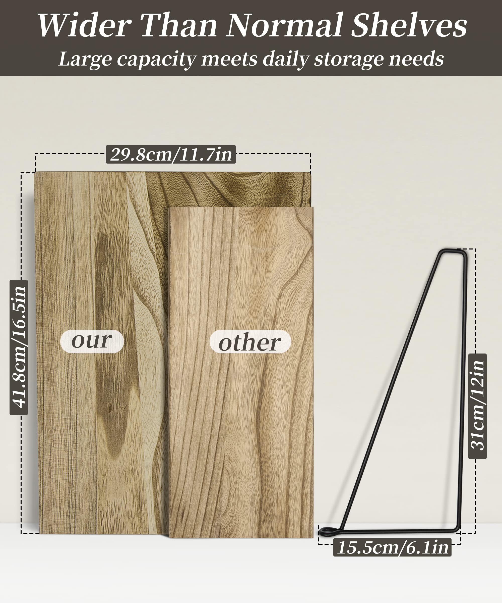 Afuly Wide Rustic Floating Shelves Deep Wooden 12 inch Wall Shelf Large Wall Organizer Storage Shelves with Bracket for Bedroom, Bathroom, Living