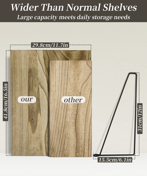 Afuly Wide Rustic Floating Shelves Deep Wooden 12 inch Wall Shelf Large Wall Organizer Storage Shelves with Bracket for Bedroom, Bathroom, Living