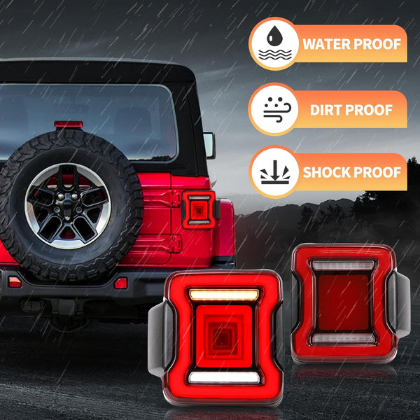 VLAND Compatible Rear Lights for J-eep Wrangler JL 2018-2023 4th Gen (Not Fit for 2018 Wrangler JK) Tail Light Set (Red)