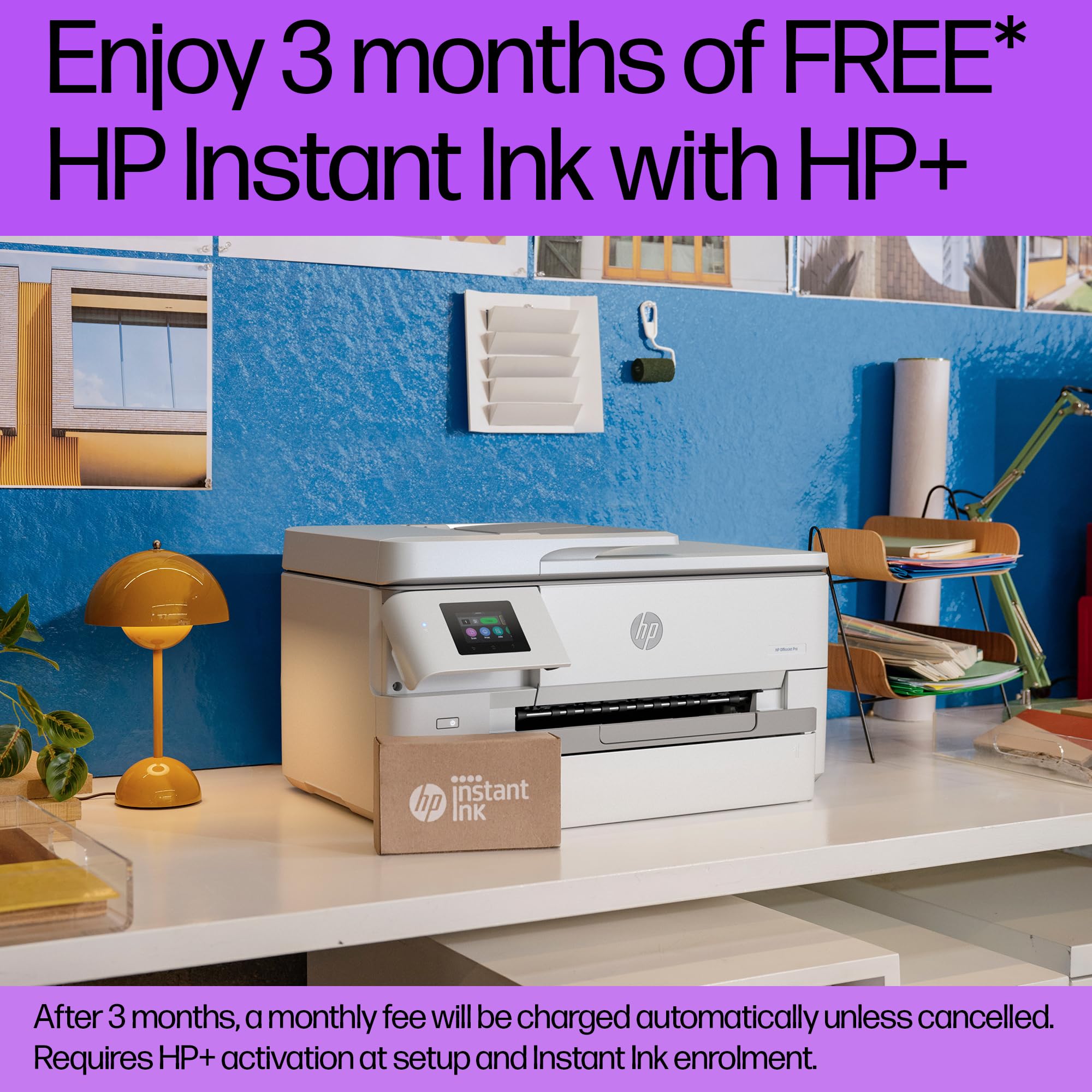 HP OfficeJet Pro 9720e Wide Format All-in-One Printer | Colour | Printer for Small Office | Wireless | Print, Scan, ADF | Up To A3 | 3 Months Instant Ink Included | Easy Setup | Up To 3 Years Warranty