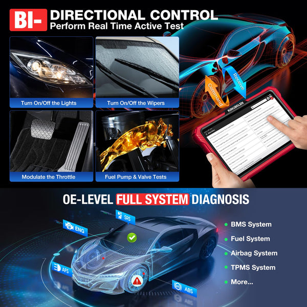 KINGBOLEN K10 PRO Car Diagnostic Tool,OE-Level Full System Bidirectional Scan Tool with ECU Coding,Topology Mapping,50+ Resets,V.A.G Guide,FCA,Can FD And DOIP,2 Years Update.