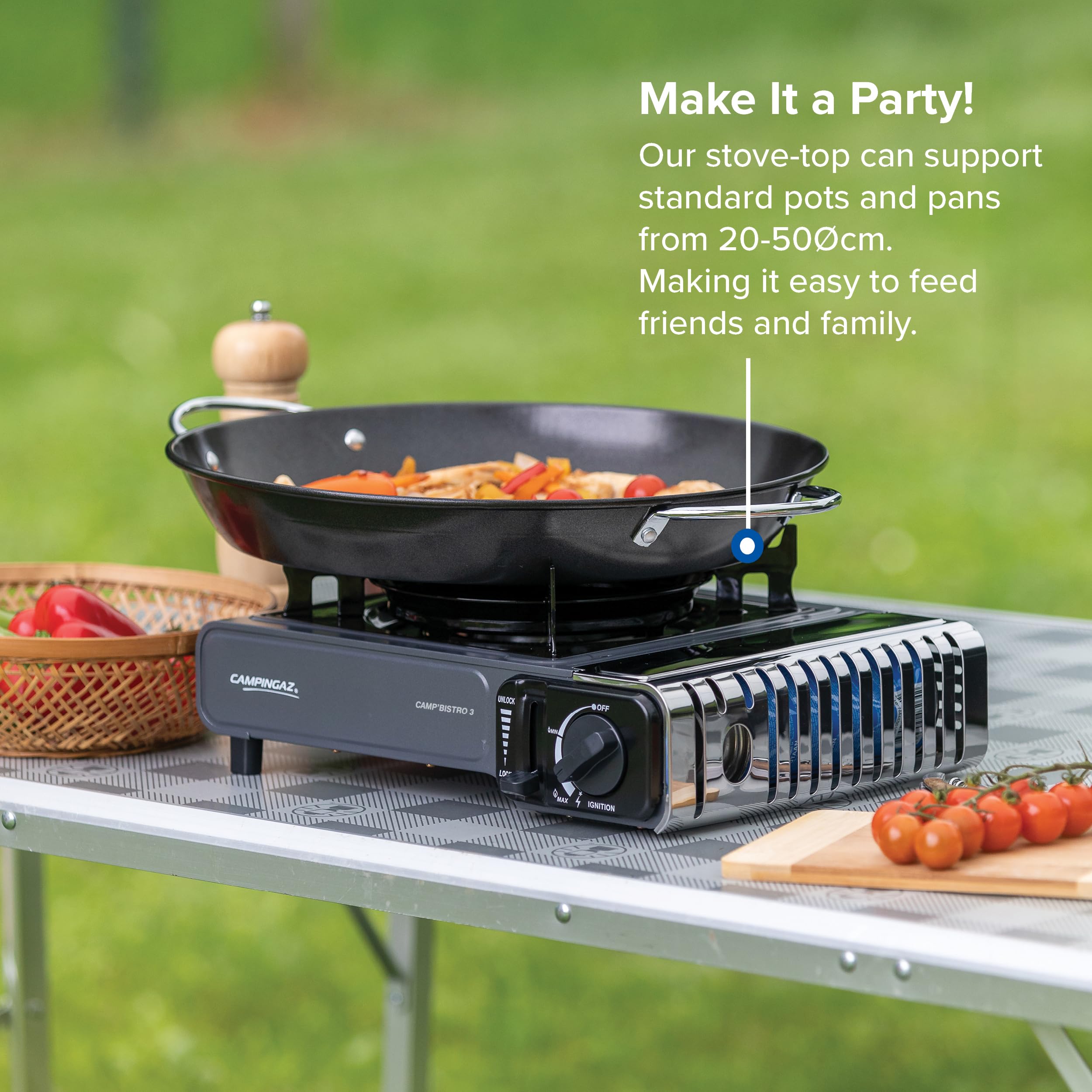 Campingaz Camp Bistro Stove, 1 burner, camping stove, 2200-watt capacity, compact outdoor cooker, includes carry case for easy transport