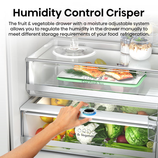 Hisense RF632N4WIE 70cm Freestanding French Door Fridge Freezer Metallic with Water Dispenser & Metal cooling 70 × 200 × 69.4 cm (W×H×D)