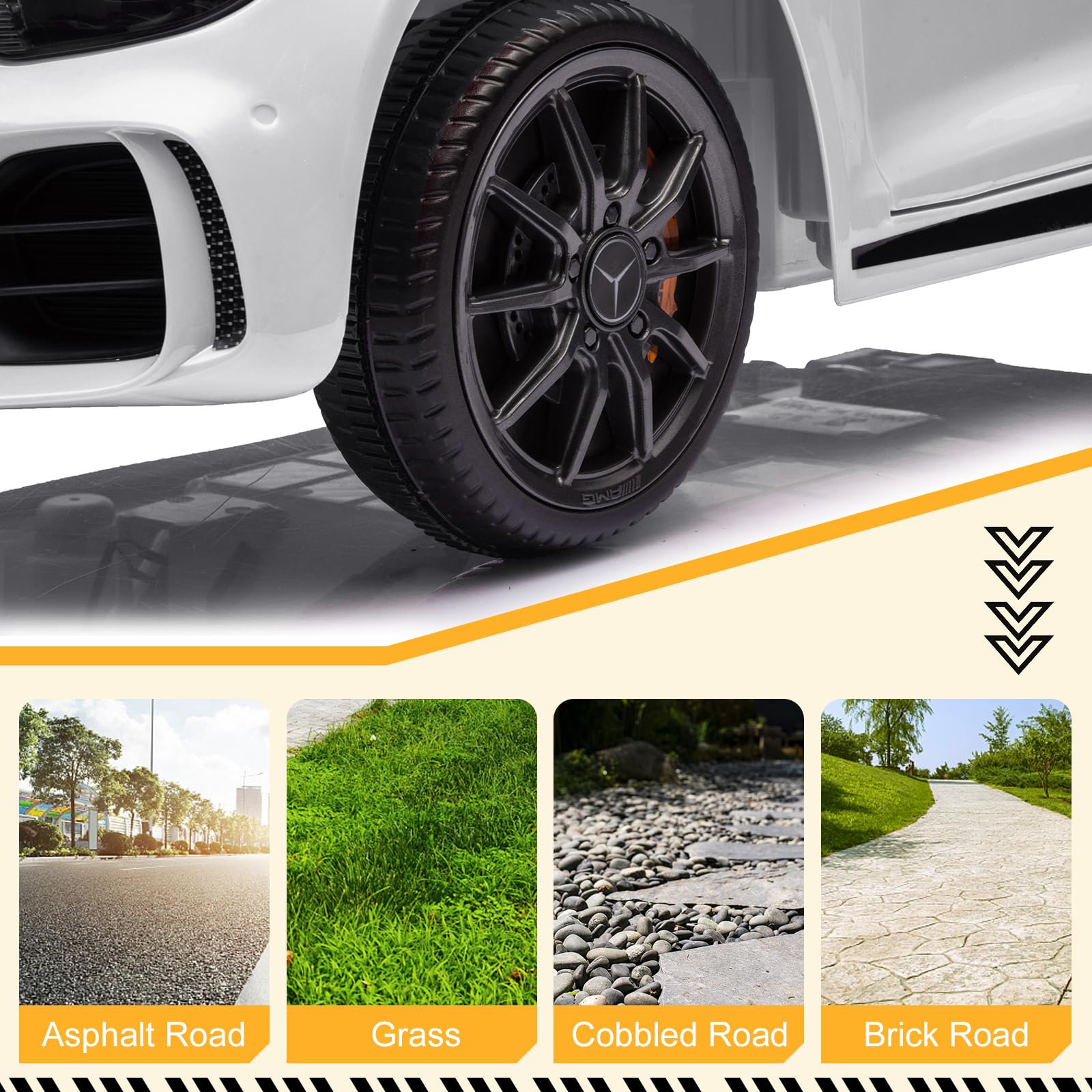 Karlhome 12V Ride on Car, Licensed Mercedes Benz AMG GTR with Parental Remote, 2 Motors Electric Car for Kids to Drive w/Wider Seat, LED Lights, Openable Doors, MP3, Smooth Start, 3 Speeds - Black