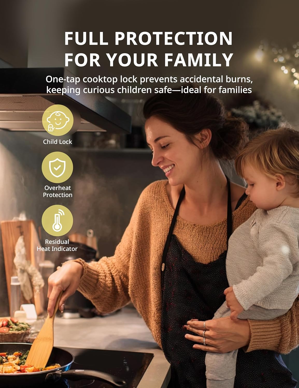 COMFEE' Induction Hob 7400 WATT with 4 Zones Induction Stove with Flexible Zone Built-in induction cooktop,Wiring, Touch control, Automatic Switch-Off, Child Safety Lock, No Plug Included