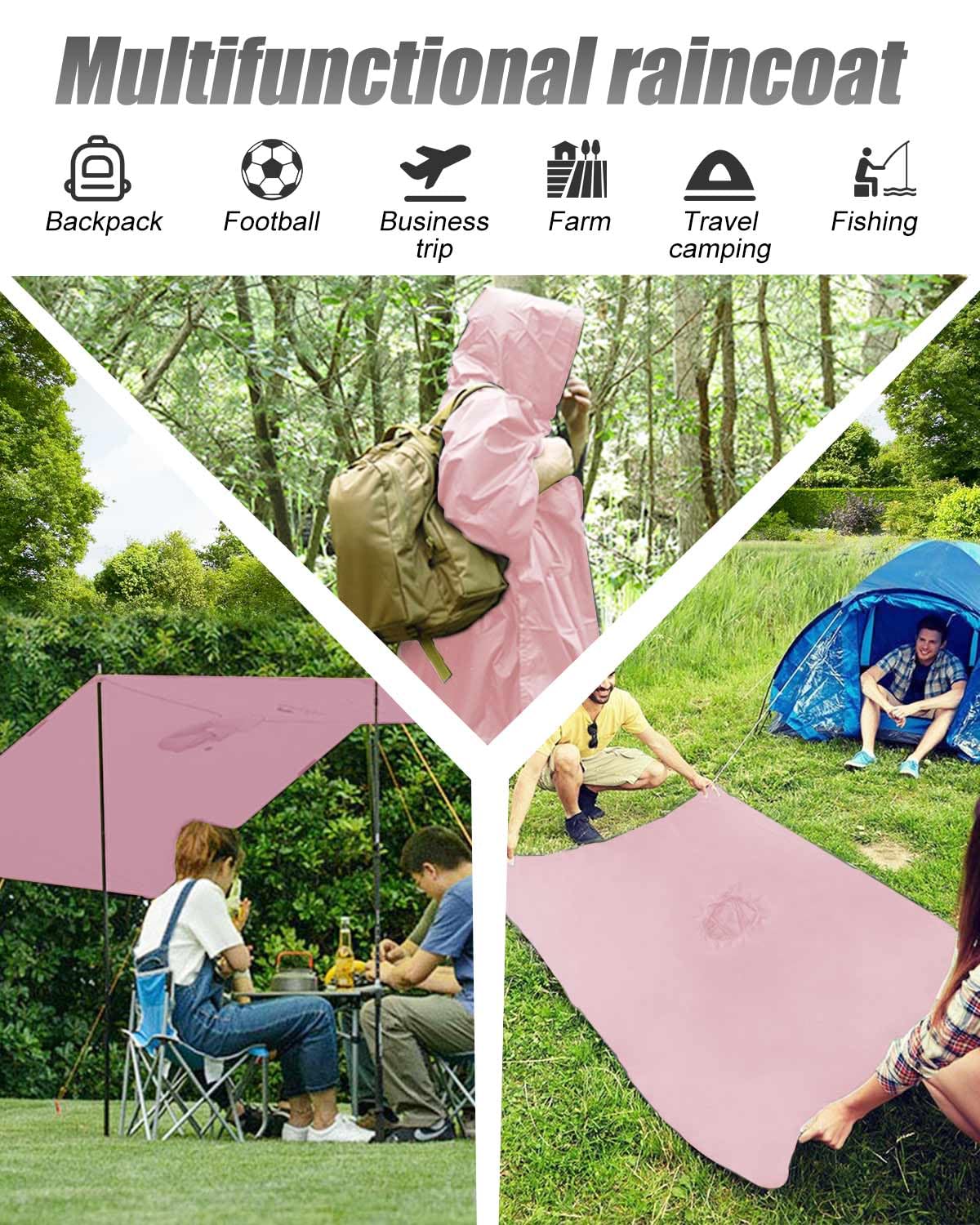 Victoper Waterproof Poncho Adult, Reusable Rain Poncho Adult Waterproof Poncho Waterproof Adult Lightweight Waterproof Raincoat for Outdoor Hiking Camping Cycling Traveling
