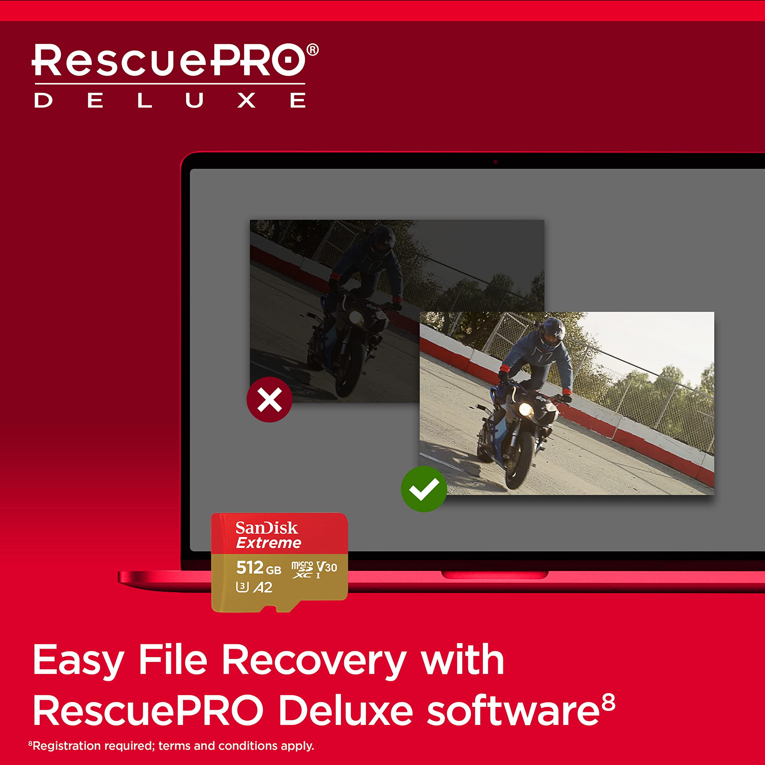 SanDisk 128GB Extreme microSDXC card +SD adapter, microSD card for smartphones, action cameras, drones, V30, up to 190 MB/s, SanDisk QuickFlow Technology, RescuePro Deluxe, UHS-I, 4k, V30, A2, U3