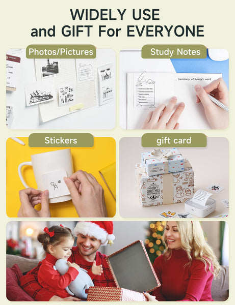 iDPRT Mini Portable Sticker Thermal Printer for Study Notes Pictures DIY Labels, Study Notes, Photos
