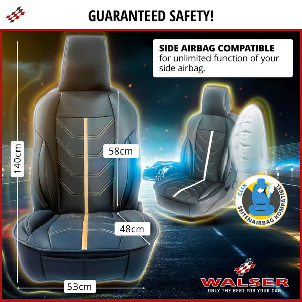 Walser Car seat cover Kimi, universal seat cover and protective pad in red - black, seat protector for cars and vanss in racing look design