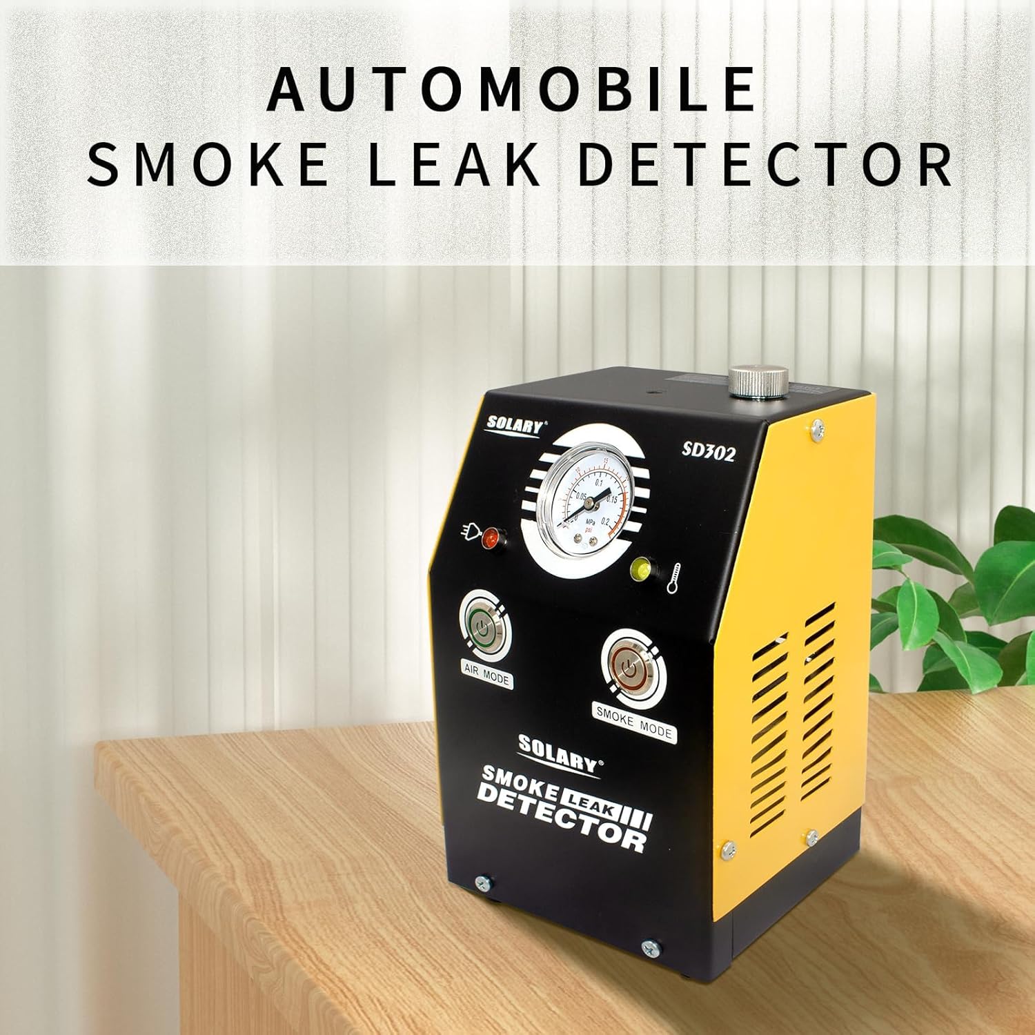 SOLARY Auto EVAP Smoke Machine with Pressure Indicator for Leak Detection - DC12V, Yellow