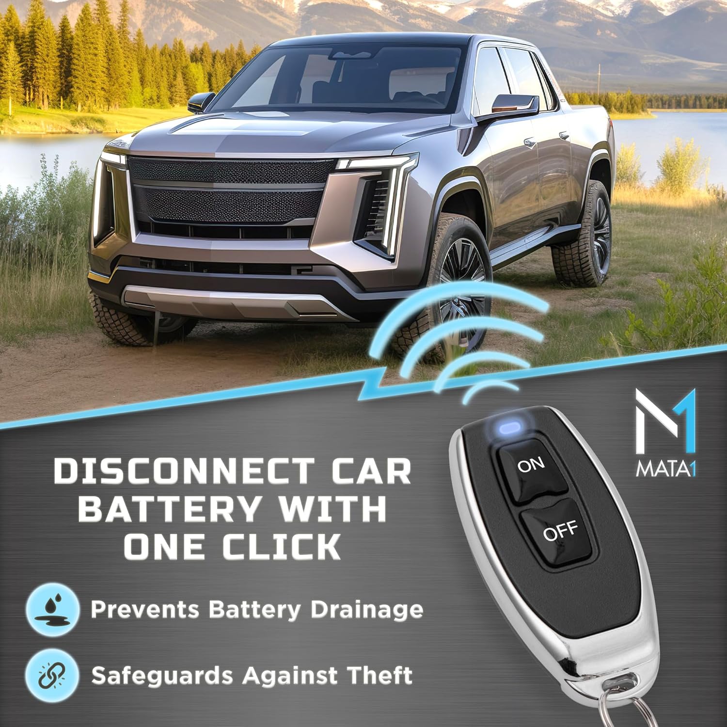 Battery Disconnect Switch - Anti-Theft Remote Car Battery Switch - Top Mount - 200 amp, 12 V - Automatic Cut Off Kill Switch