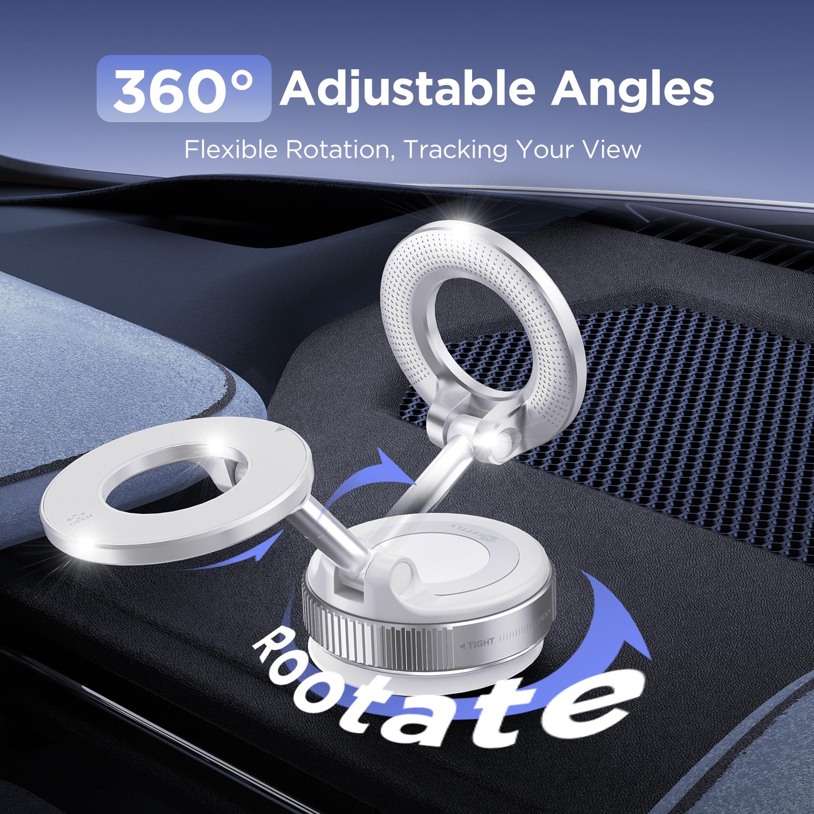 MSXTTLY Vacuum Magnetic Phone Holder for Car, 2025 Vmag-S1, Suction Phone Mount 360° Rotatable, Foldable & Adjustable, for iPhone 16 Pro MAX 15 14 13 12 & Android, Black