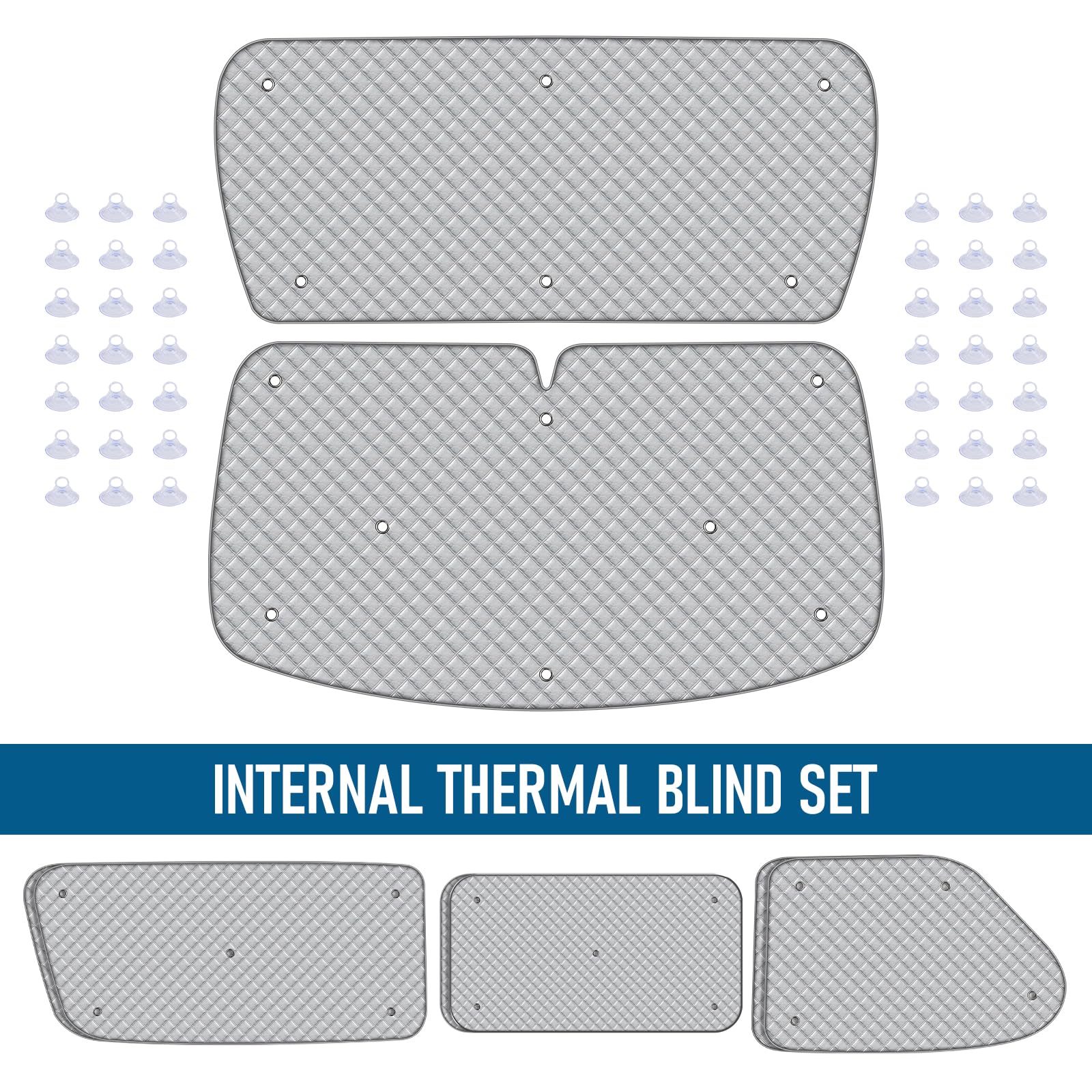 MaxAwe 8Pcs Internal Thermal Blind Set Fits for VW T5/T6 LWB, Luxury Sunshade Wrap Cover Kit, Window Front Screen Cover, Summer Uv Sun Blind & Winter Insulation Cover for VW Campervans & Motorhome