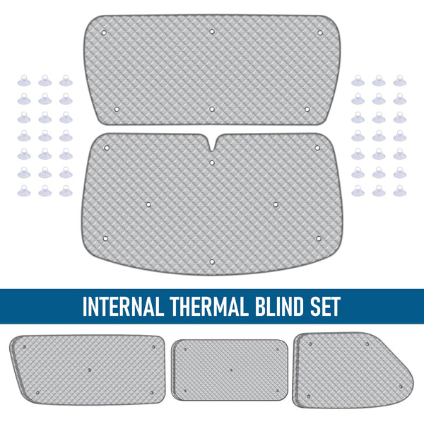 MaxAwe 8Pcs Internal Thermal Blind Set Fits for VW T5/T6 LWB, Luxury Sunshade Wrap Cover Kit, Window Front Screen Cover, Summer Uv Sun Blind & Winter Insulation Cover for VW Campervans & Motorhome