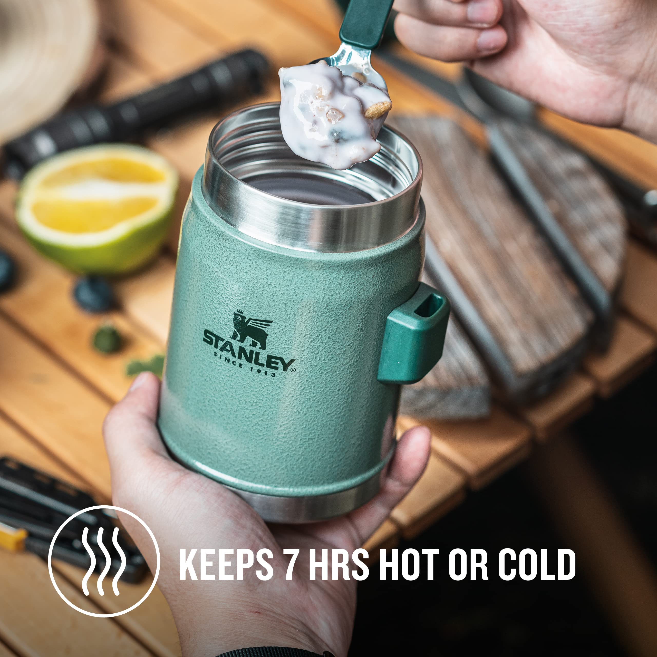 Stanley Classic Legendary Food Jar 0.4L With Spork - Keeps Cold For 7 Hours - BPA-Free Stainless Steel Soup Flask - Leakproof - Dishwasher Safe - Rose Quartz