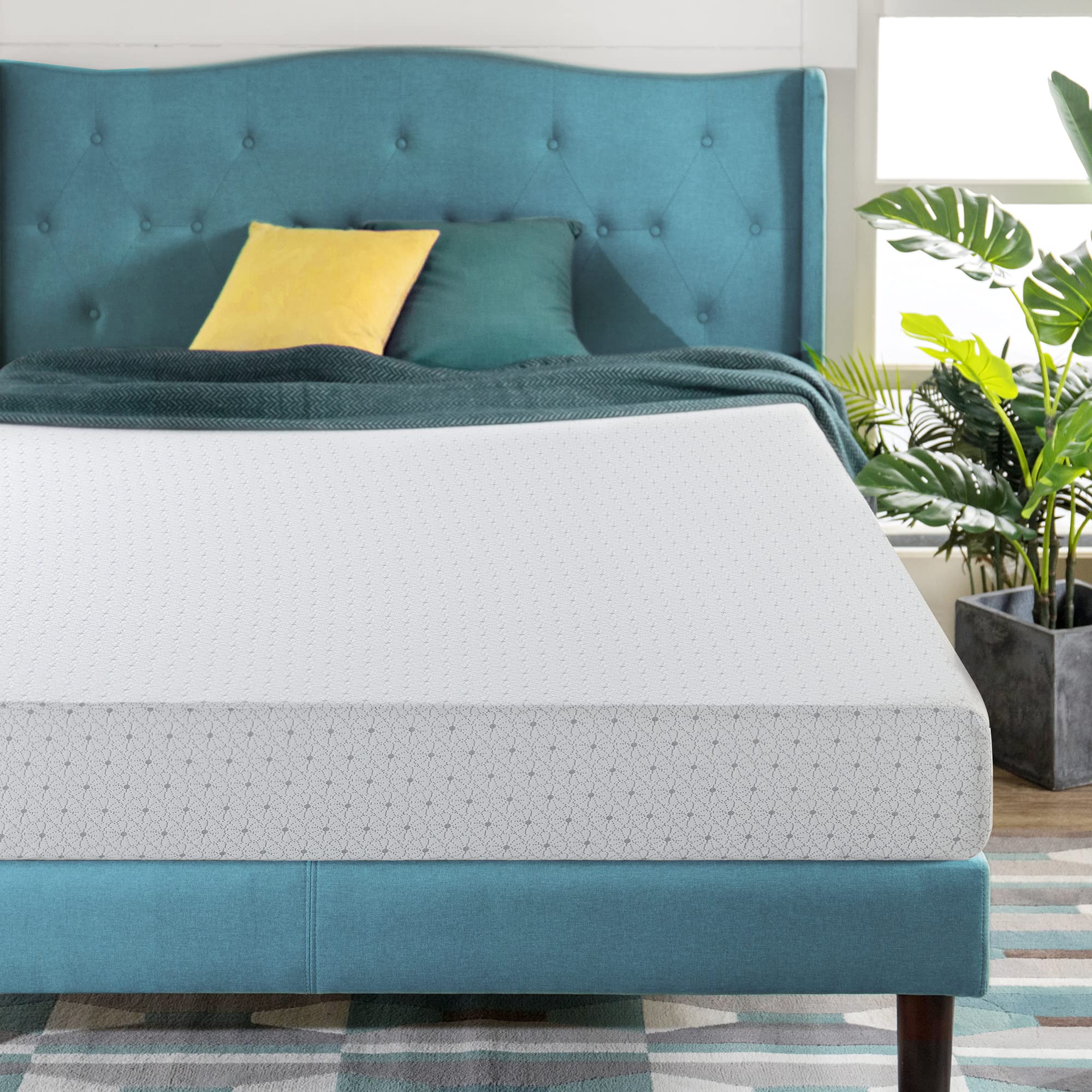 ZINUS Single Mattress - Memory Foam - 90x190cm/3x6ft - Height 13cm/5in - Medium Firmness - Orthopaedic Support with Comfort foam - Green tea Designed in UK standards