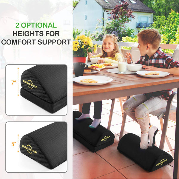 AMERIERGO Foot Rest for Under Desk at Work, Under Desk Footrest with Memory Foam, 2 Adjustable Heights Ergonomic Footrest for Office Chair & Gaming