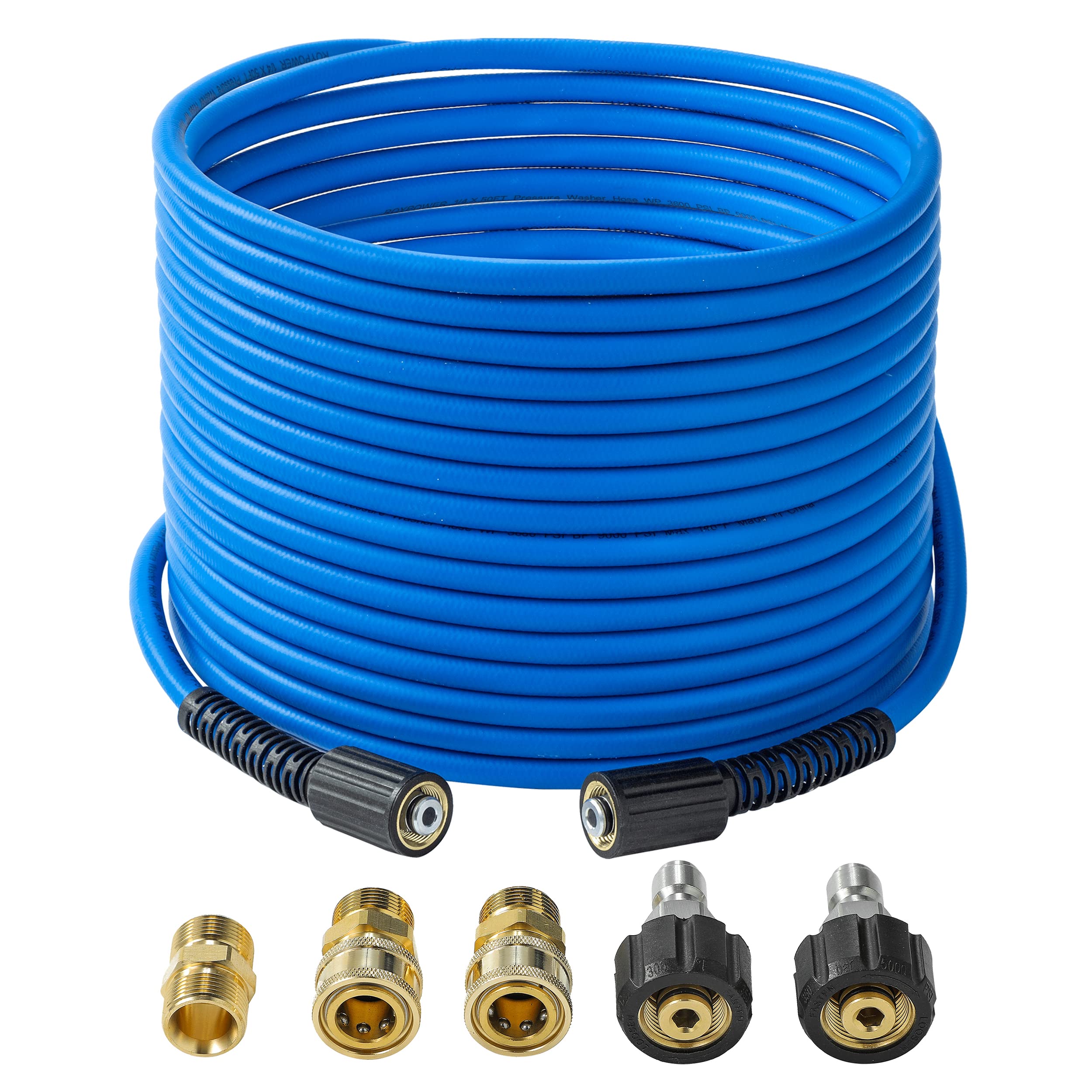 FIXFANS Pressure Washer Hose ? 1/4" X 50 FT High Power Washer Extension Hose ? Kink & Wear Resistant High Pressure Hose for Replacement ? Compatible