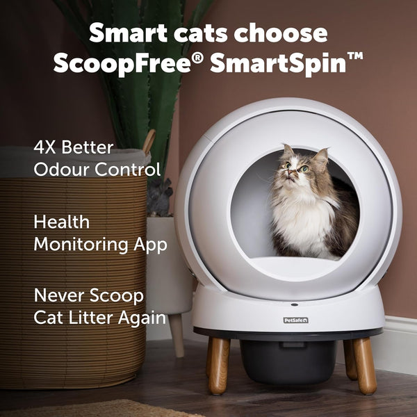 PetSafe ScoopFree SmartSpin Self-Cleaning Litter Box – Advanced Odour Control – App Controlled with Health Monitoring – Works with Any Litter – Up to 2 Weeks of Hands-Free Cleaning