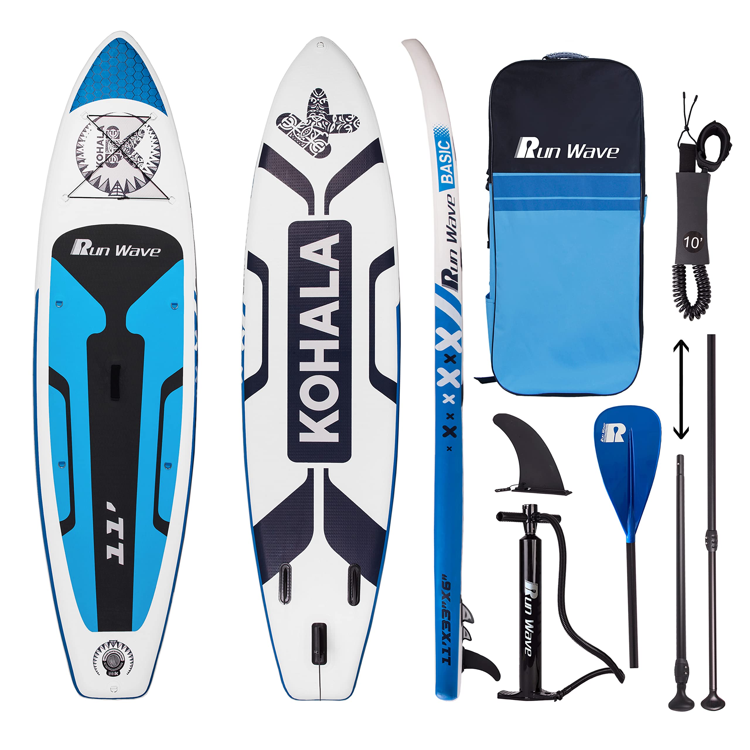 Runwave Inflatable Stand Up Paddle Board 11'×33''×6''(6'' Thick) Non-Slip Deck with Premium SUP Accessories | Wide Stance, Bottom Fins for Surfing Control | Youth Adults Beginner