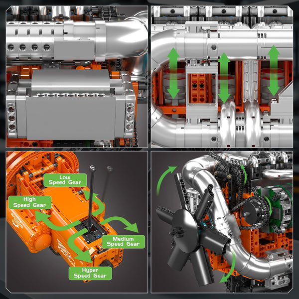 Mould King V12 Engine Building Block Sets, V12 Engine Model Kit That Runs, MOC Engineering Model Building Kit with Battery and Motor, Engineering Building Blocks for Adults (3472 PCS)
