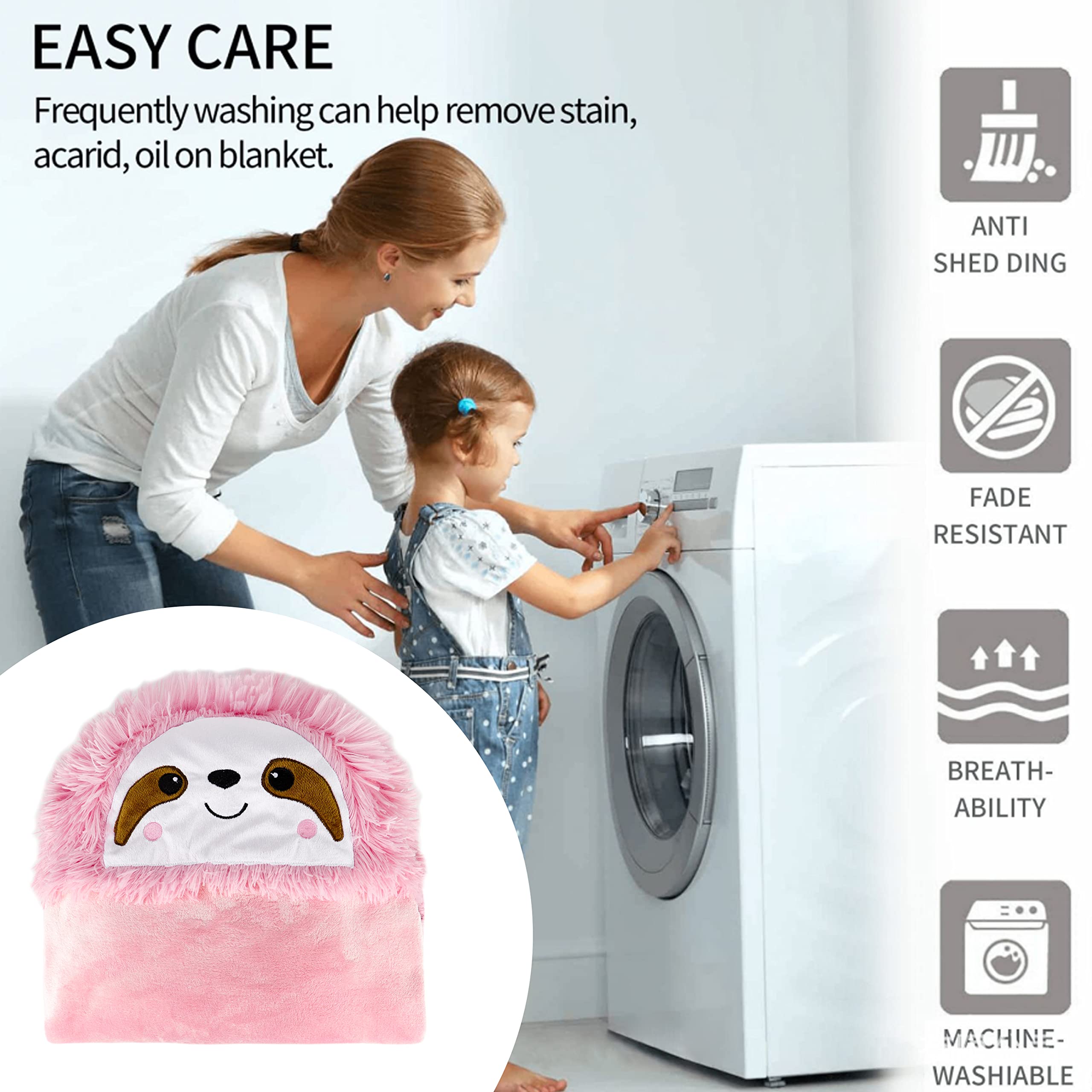 Shoppawhile Sloth Gifts for Women Wearable Hooded Blanket Soft Cute Warm Fluffy Sloth Hooded Blanket 59 * 51 inch