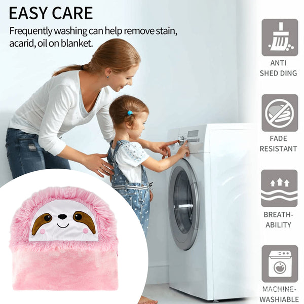 Shoppawhile Sloth Gifts for Women Wearable Hooded Blanket Soft Cute Warm Fluffy Sloth Hooded Blanket 59 * 51 inch