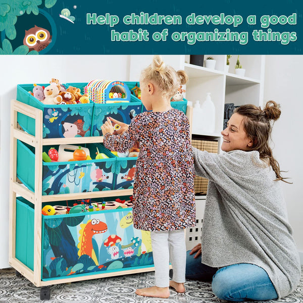 HOMCENT Kids Toy Storage Organizer with Wheels, Utility Rolling Cart with Large Storage Capacity for Bedroom, Toy Room, Playroom - Hold Toys, Books,