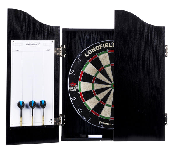 Engelhart - 065015 - Wooden Dart Cabinet + Sisal Dartboard + 2 Sets of 18 g Darts (Black)