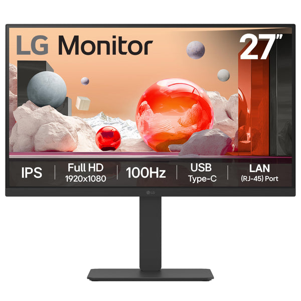 LG Electronics Monitor 27MR400-B, 27 Inch, Full HD 1080p, 100Hz, 5ms GtG, IPS Panel, AMD FreeSync, Smart Energy Saving, Anti-Glare, HDMI, Matte Black