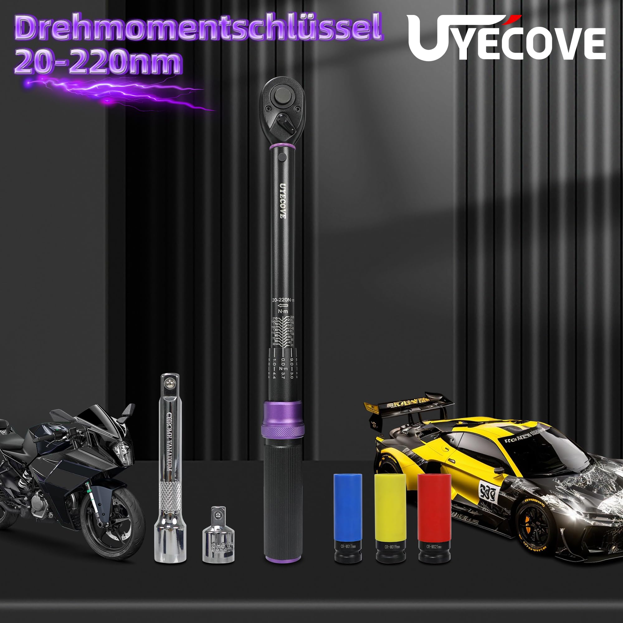 Torque Wrench 1/4 Bike Torque Wrench 1-25nm Torque Wrench Set 63ps with 100mm Extension bar and Socket