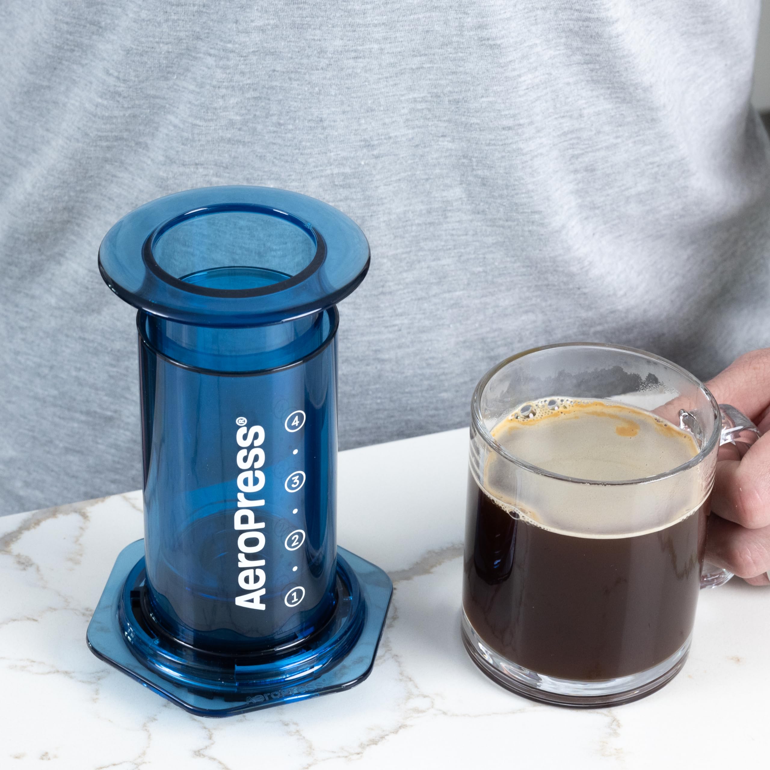 AeroPress Clear Coffee Press  3 In 1 Brew Method Combines French Press, Pourover, Espresso, Full Bodied Coffee Without Grit or Bitterness, Small