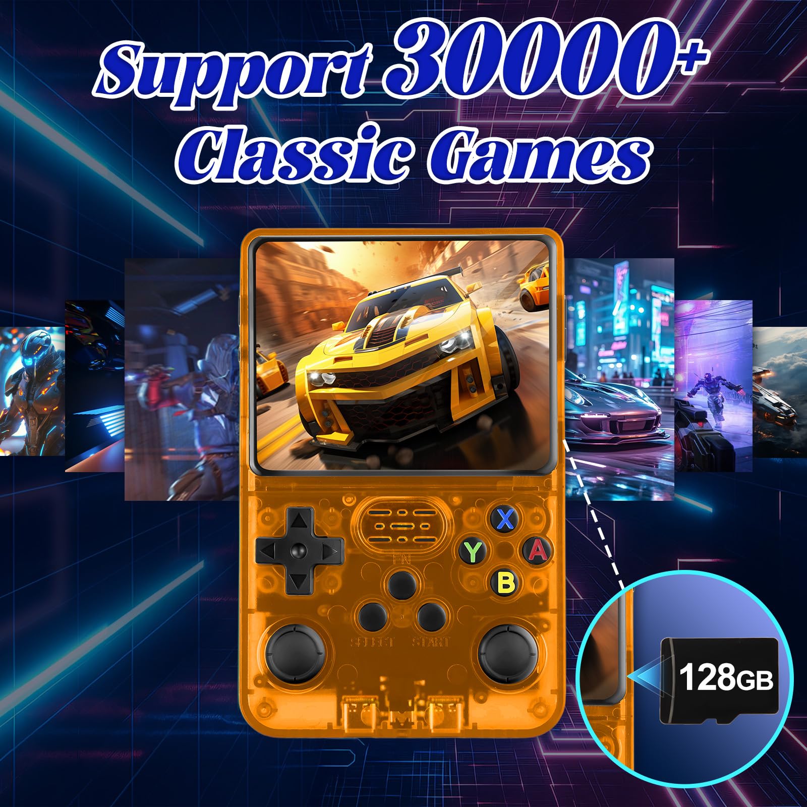 Blidinner R36S Retro Handheld Games Console -With Open Source Linux System,3000mAh Battery,3.5 Inch HD Screen,64G TF Card,20,000+ Classic Games,Portable Mini Game Console for Teens and Adults-Black