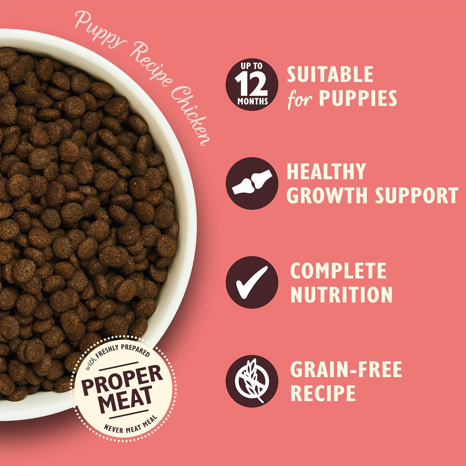 Made with Natural Ingredients Puppy Dry Dog Food Chicken, Salmon & Peas Grain-Free Recipe 7kg