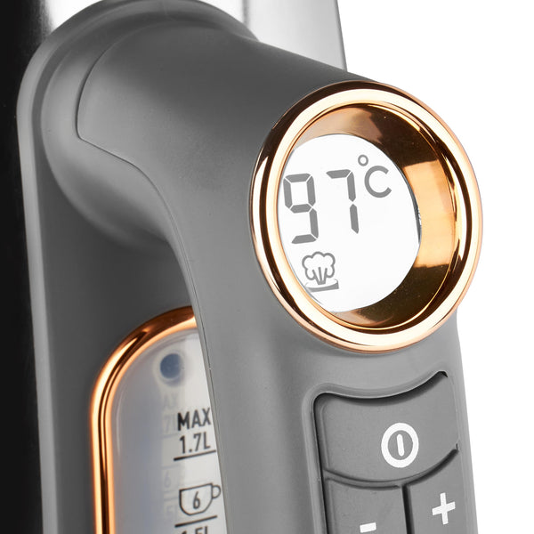 Dorchester Temperature Control Kettle - Chrome & Rose Gold - Fast Boil - 3000W - Digital Electric Kettle with LCD Display, Keep Warm Function, 1.7L