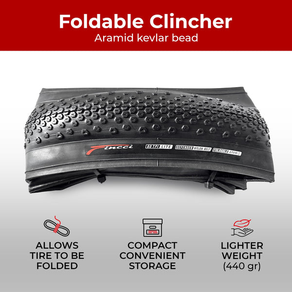 Fincci 700 x 38c Foldable Tyre 40-622 with 1mm Antipuncture Protection for Gravel Cycle Electric Cyclocross MTB Cross Hybrid Bike Bicycle