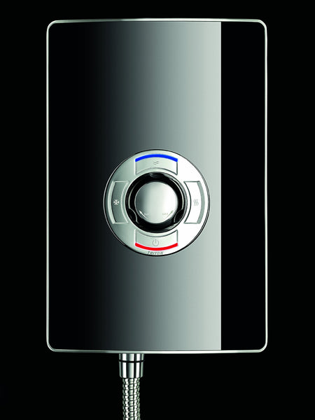 Triton Showers Collection 2, Shower Electric, 8.5 KW, Triton Aspirante, Black Gloss, Electrical Showers, with Showerhead and Anti Twist Hose, Bathroom Showering Unit