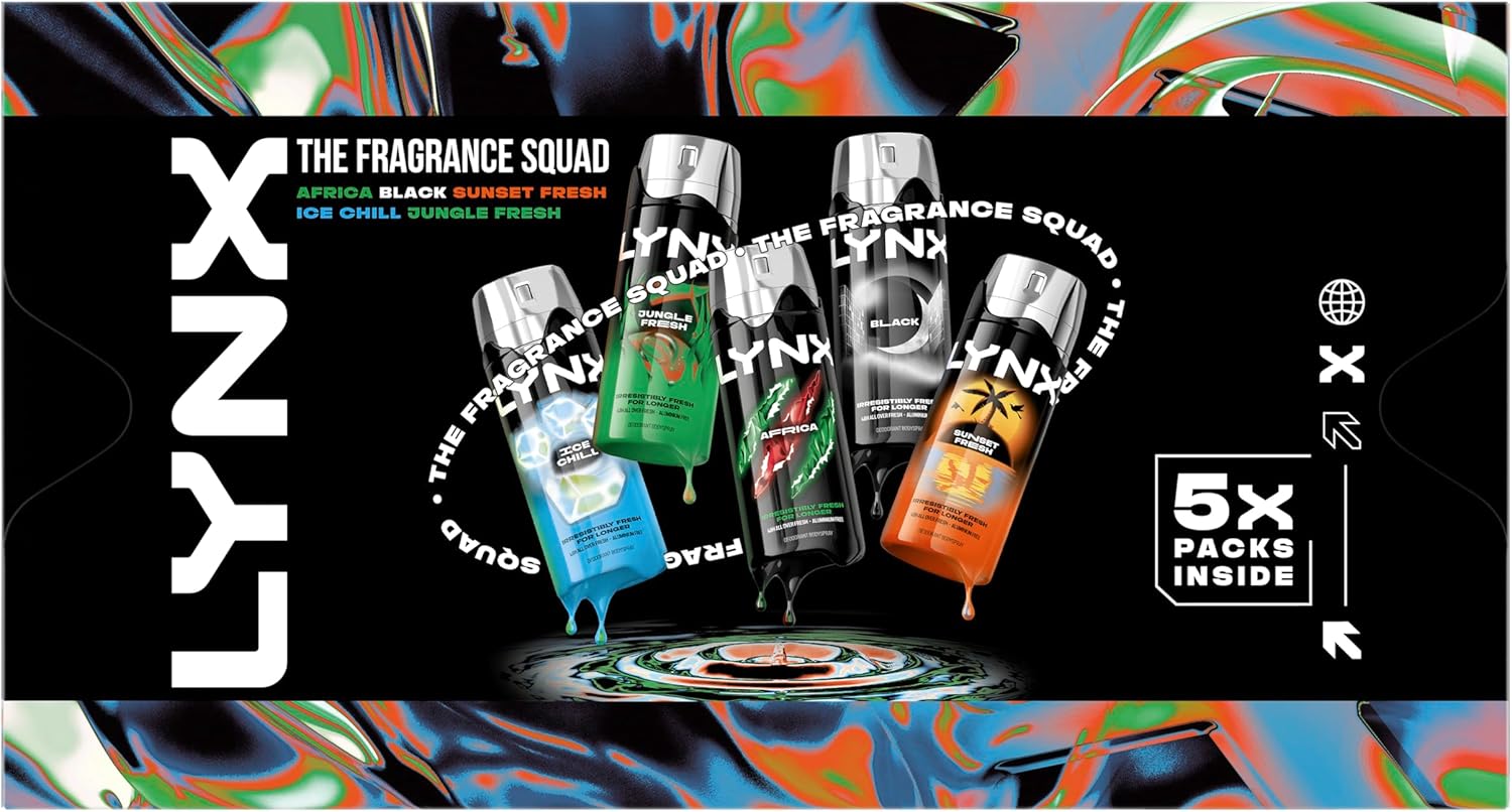 Lynx Fragrance Squad Gift Set with multiple body spray variants perfect for any occasion 5 piece