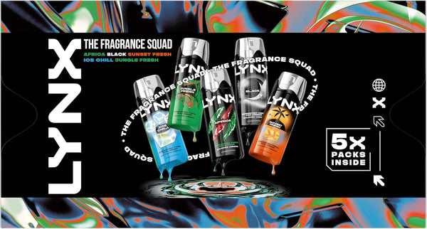Lynx Fragrance Squad Gift Set with multiple body spray variants perfect for any occasion 5 piece