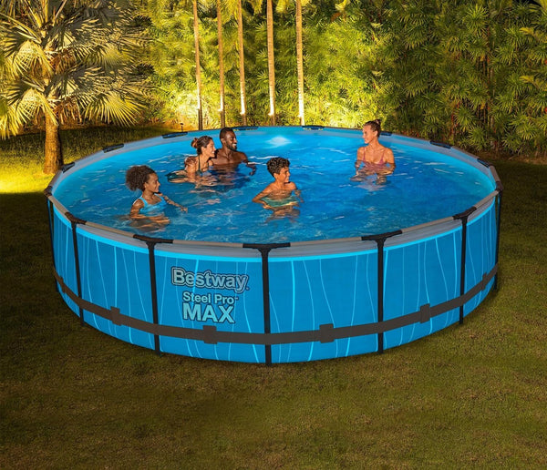 Bestway Steel Pro | Max Round Frame Swimming Pool with Filter Pump, Above Ground Frame Pools, Grey, 15ft