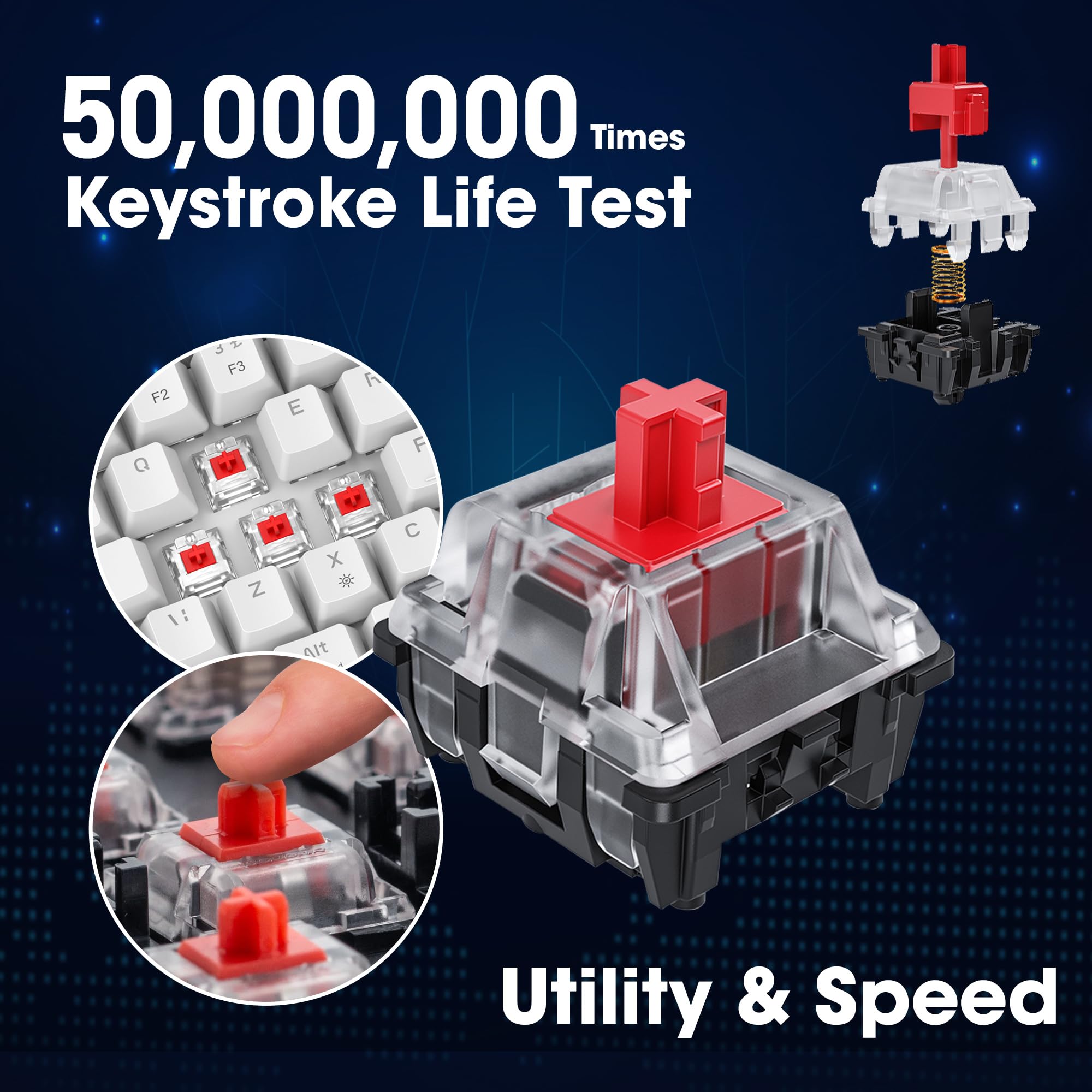 KOORUI 60% Mechanical Gaming Keyboard, Mixed Colors LED Backlit Ultra-Compact 69 Keys, Mini Wired Keyboard with Blue Switch for Windows Laptop PC/Mac OS/Xbox-BLACK(Blue Switch)