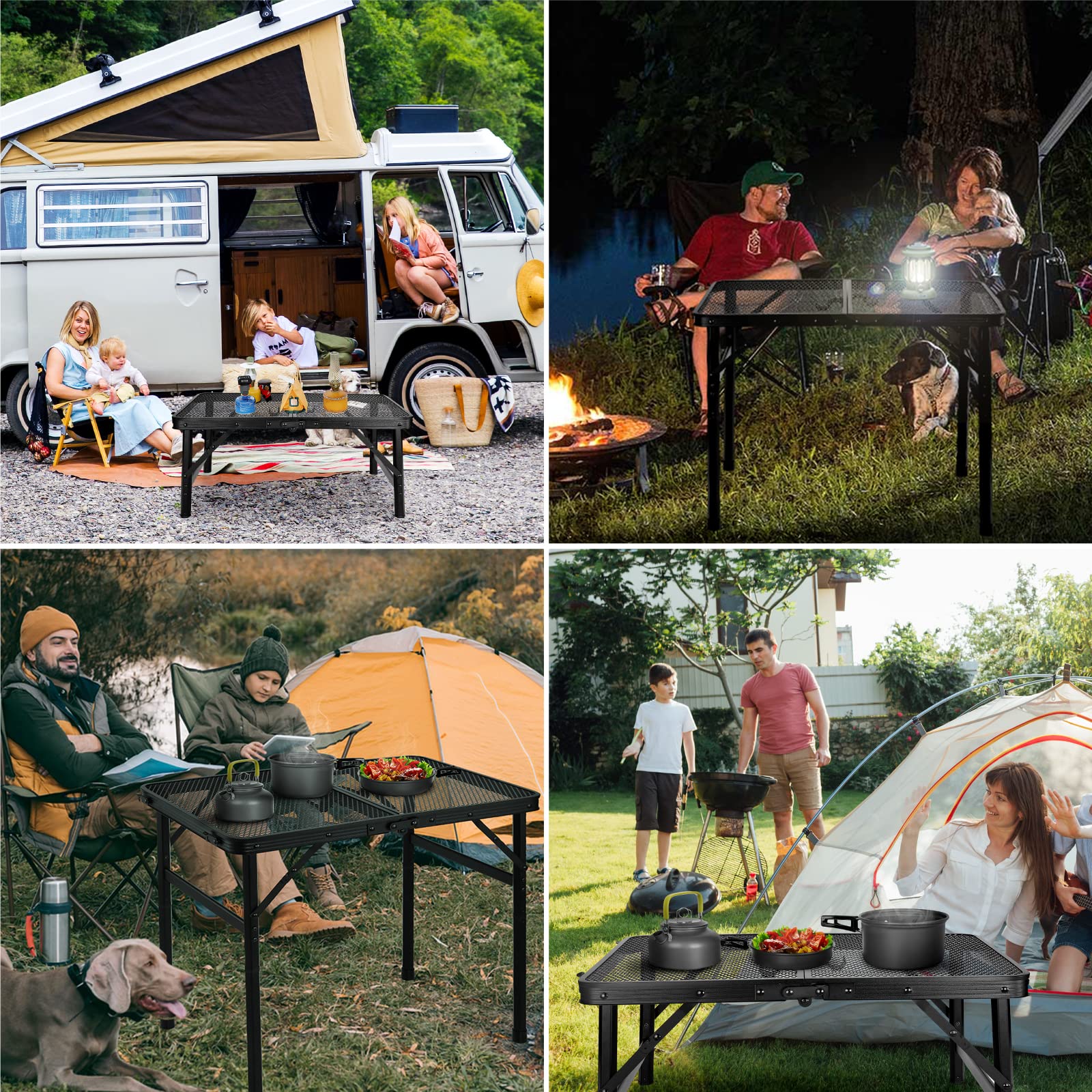 Odoland Portable Camping Table Ultralight Aluminum Folding Picnic Table Small Camp Table for Beach Hiking Backpacking Outdoor Indoor Picnic RV BBQ Black