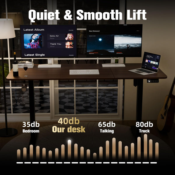 ERGOMAKER Electric Height Adjustable Standing Desk 80x60cm (31.5"x23.6"), Sit Stand Desk with Splicing Top for Home Office (Black Frame + Black Desktop)