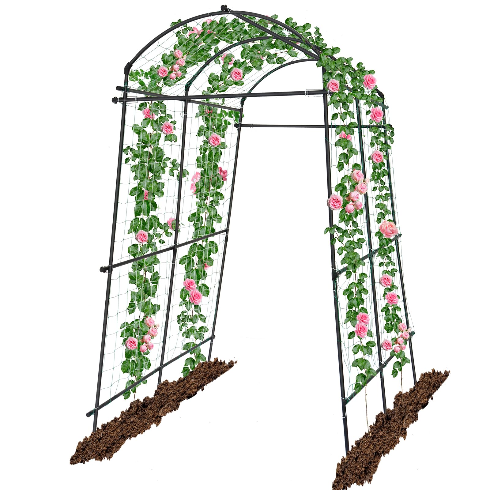 7 Feet Garden Arch Trellis for Climbing Plants, Kalolary Extra Tall Garden Tunnel Trellises Metal Squash Arbors Plant Support for Climbing Vines