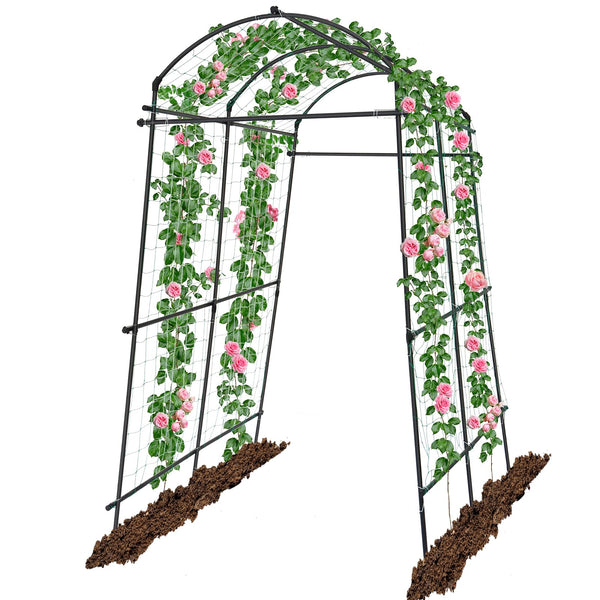 7 Feet Garden Arch Trellis for Climbing Plants, Kalolary Extra Tall Garden Tunnel Trellises Metal Squash Arbors Plant Support for Climbing Vines