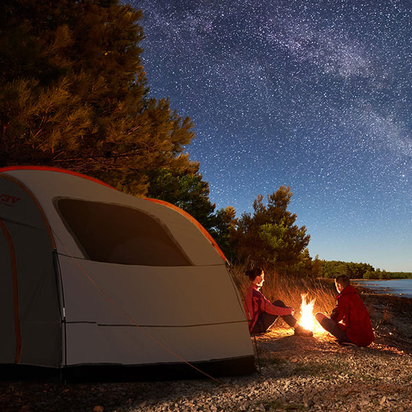 VEVOR Waterproof PU2000mm Spacious Double Layer Design, SUV Camping Tent with Shade Awning and Mesh Windows, Includes Rainfly and Storage Bag