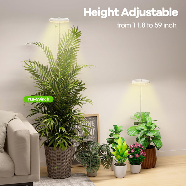 YUYMIKA Grow Lights for Indoor Plants, 72LED Full Spectrum Growing Lamp for Indoor Plants, 10 Brightness, 3/9/12Hrs Timer, 30~160CM Adjustable