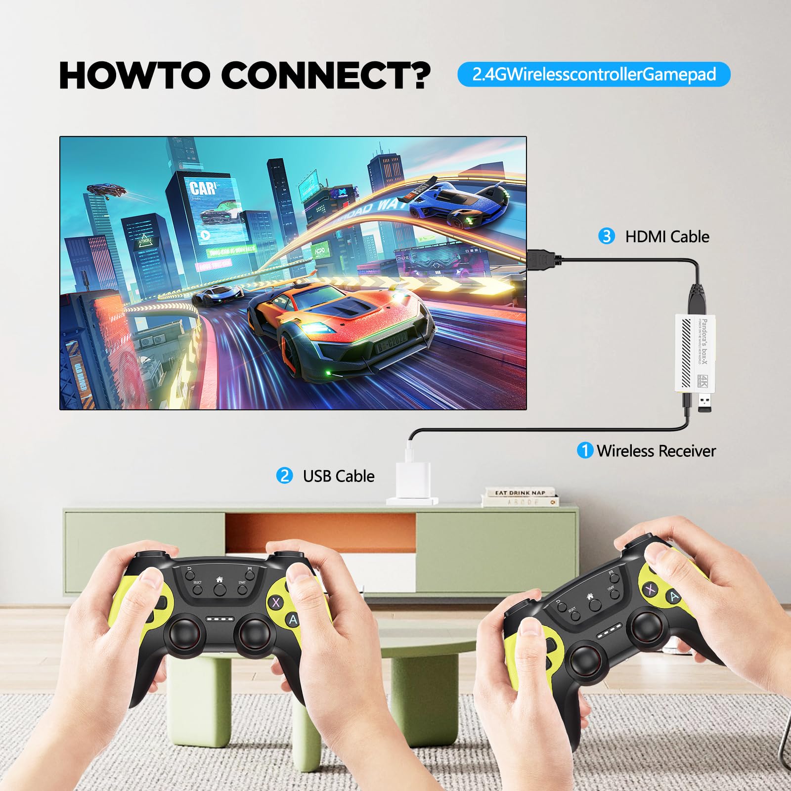 Retro Games Console, 40000+ wireless retro gaming console stick,HD HDMI TV Revisit Classic retro play Plug and Play game stick,Premium Competitive Dual Controllers