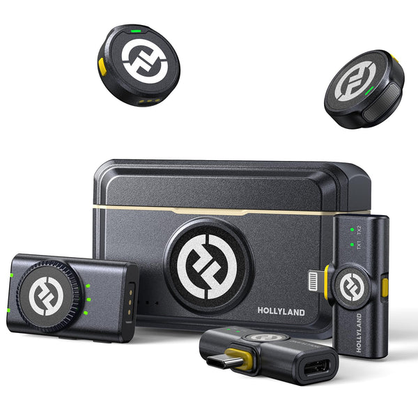 Hollyland Lark M2 Wireless Lavalier Microphone (2TX+1RX) Compatible with Camera, iPhone, Android, PC, 300m LOS Range, Hi-Fi Audio, Noise Cancelling, 40H Duration, Lapel Mic for Livestream Vlog-Black